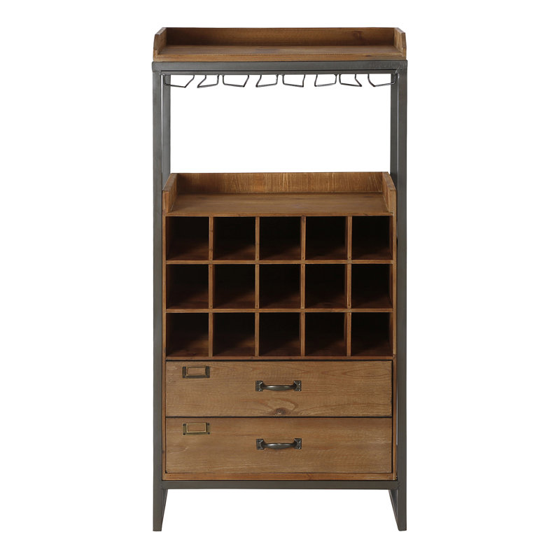 Williston Finley 15 Bottle Floor Wine Bottle & Glass Rack in